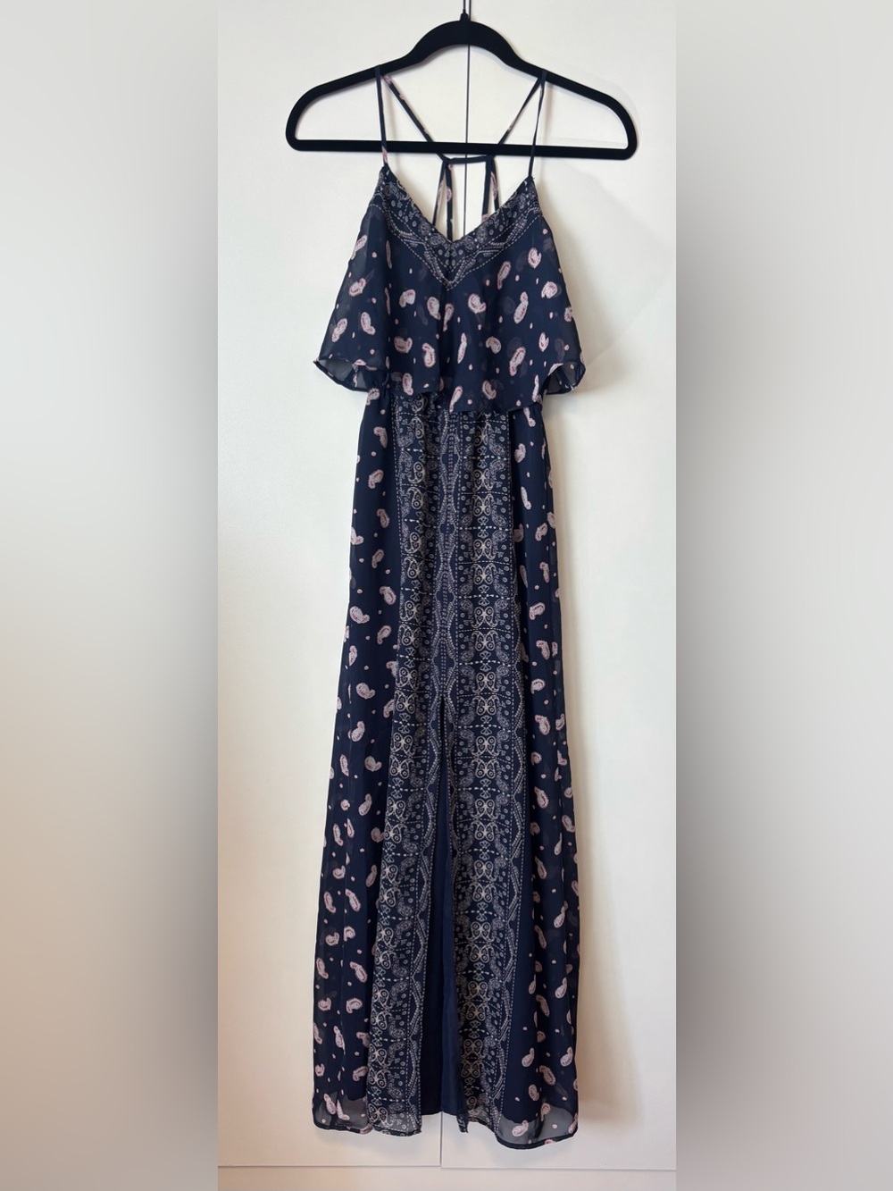 princess vera wang Navy Maxi Dress with Pink Paisley Print